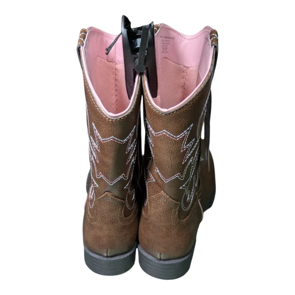 Wonder Nation -Girls Youth Size 4-Western Style Boots - Pink/Blue Stitching NWT